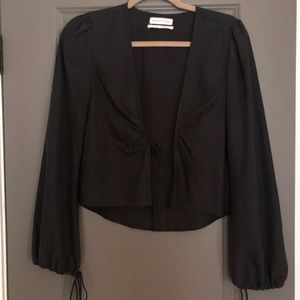 Urban Outfitters Black Tie In Front Blouse